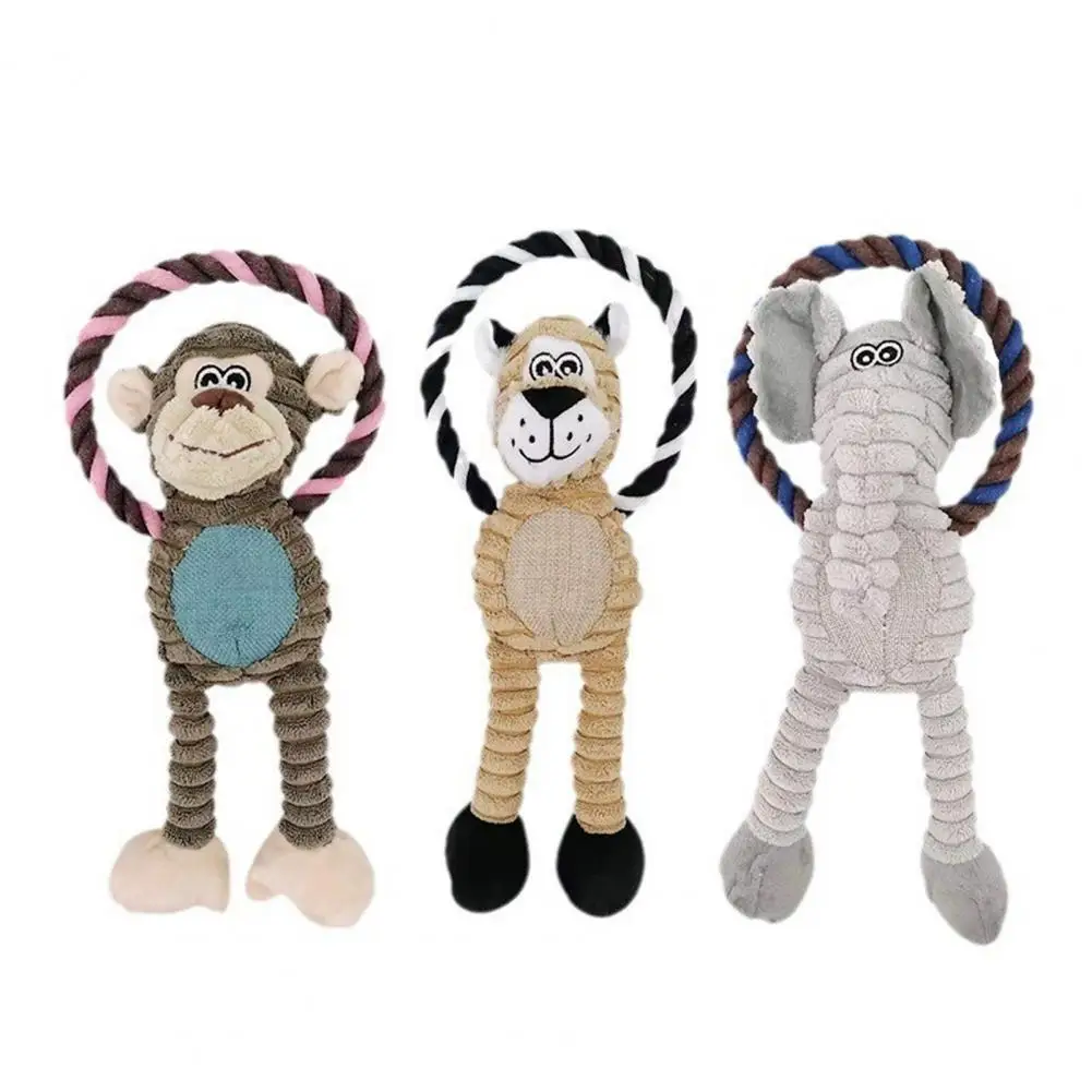 

Dog Plush Toys，Pet Squeaky Animal Toy，with Quacking Sound Monkey Lion Elephant ，Teeth-grinding Interactive Dog Toy，Pet Supplies