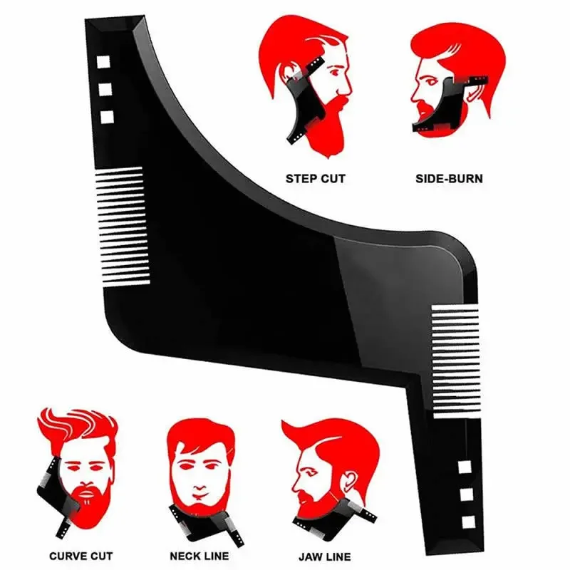 2024 Men Beard Template StylingTool Double Sided Beard Shaping Comb Beauty Tool Shaving Hair Removal Razor Tool for Men