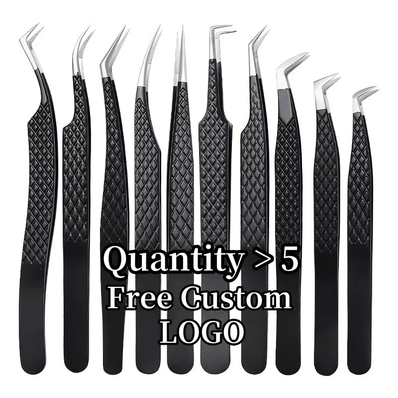High Precision Fiber Tip Lash Tweezers for Eyelash Extensions 90 Degree Nano Boot Volume Isolation Lash Clip Tong Makeup Tools