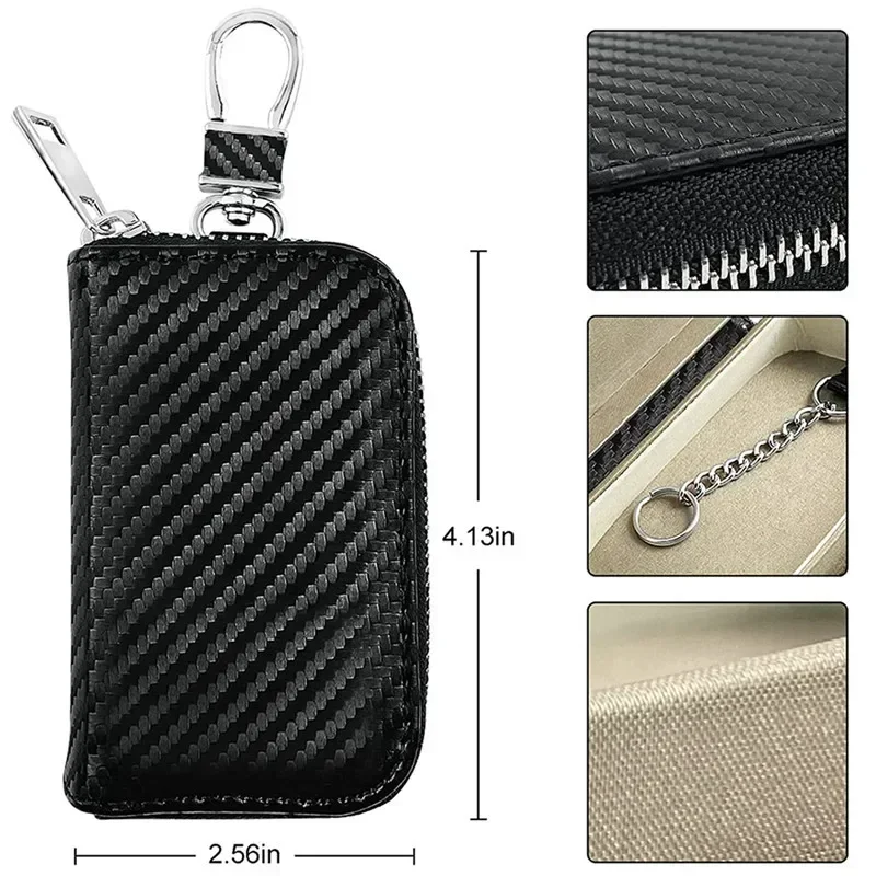 Anti Hacking Anti Theft Key Fob Rfid Signal Blocking Bag Pu Leather Pouch Car Key Signal Blocker Case Faraday Box