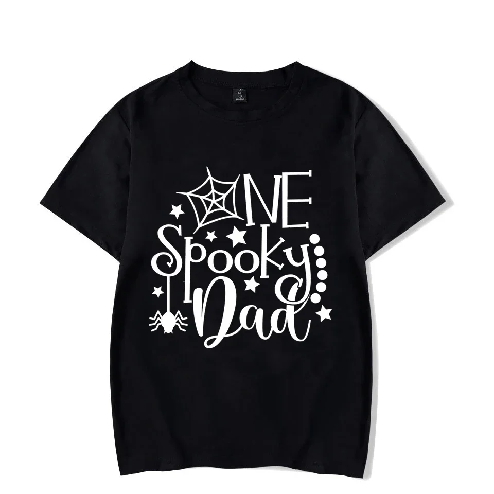 Summer cool and breathable tops Family Matching Halloween T-shirt One Spooky Dad Mom Boy You Print Spider Web Pattern T-Shirt