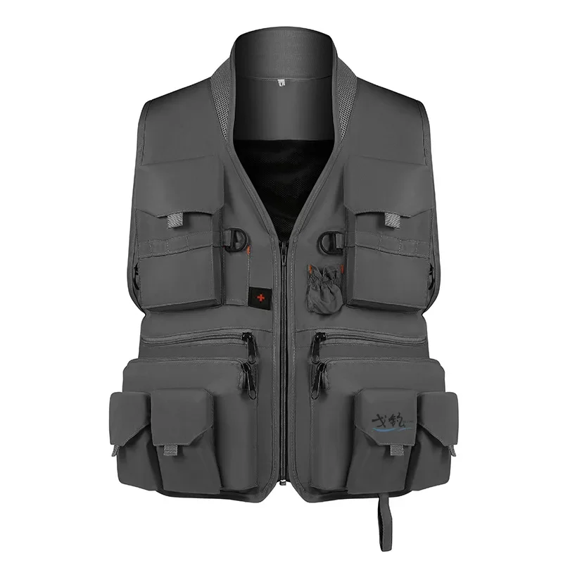 Jaqueta respirável masculina de pesca, colete para fotografia ao ar livre, secagem rápida, luz refletida, montanhismo, colete com vários bolsos