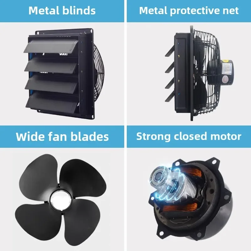 220V Kitchen Oil Fume Extractor Window Ventilator Ultra-Quiet Small Rental Exhaust Fan with Strong Suction