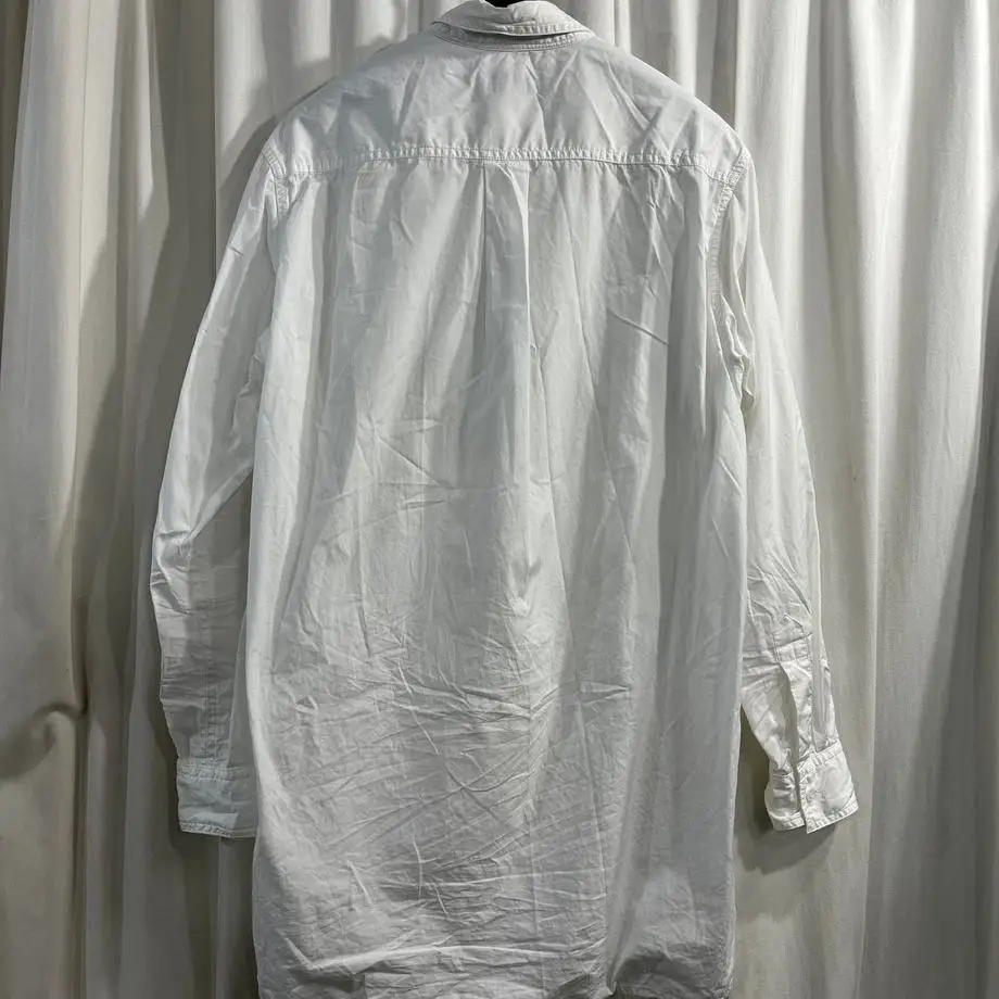 TOP-YAMAMOTO ® pure cotton printed white shirt for men, long-sleeved, loose and casual, with a Japanese artistic style