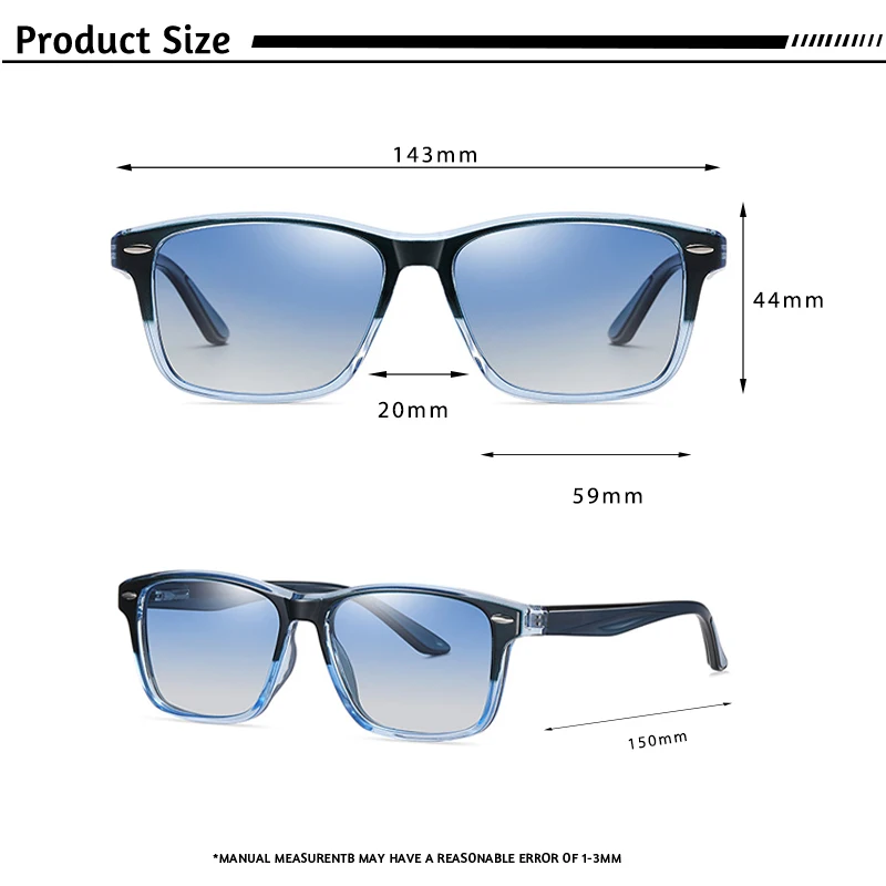 CATERSIDE Neue Polarisierte Sonnenbrille für Herren TR90 Quadratisch Ultraleicht Modische Sonnenbrille für Damen Marken-Fahrbrille Party-Brille Geschenkset – Detail 2
