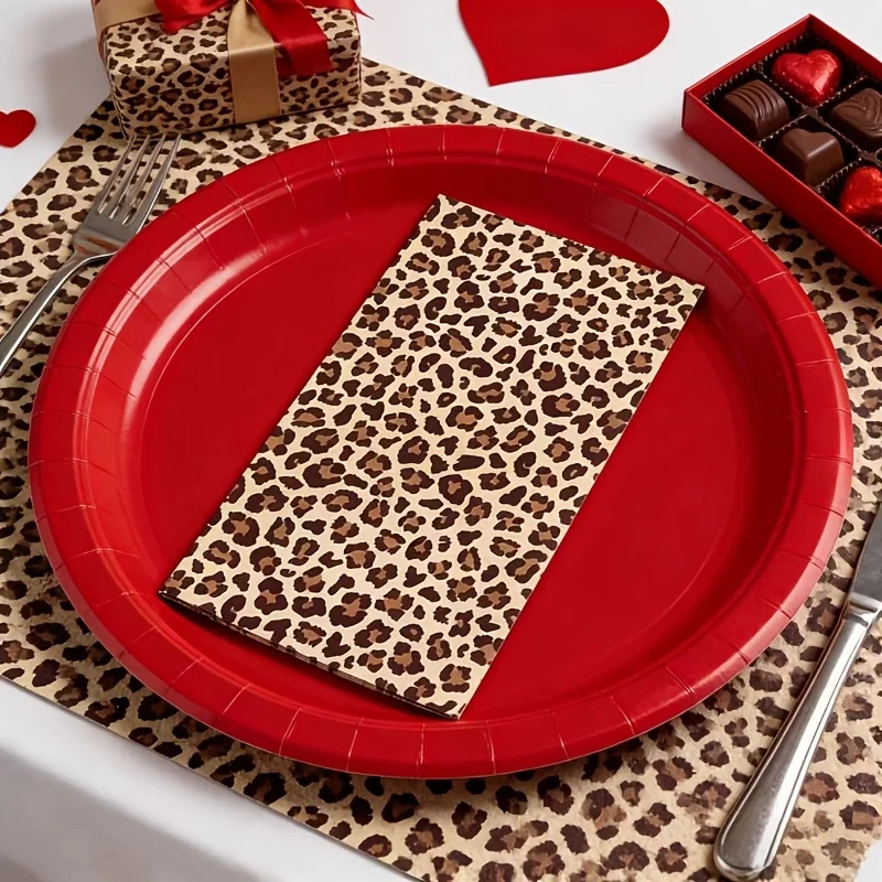 20 Stück Lange Servietten mit Leopardenmuster für Themenpartys, 2-lagiges Papier, für Hochzeiten, Geburtstage, Jubiläen, Partys, Einweg-Tissue – Detail 6