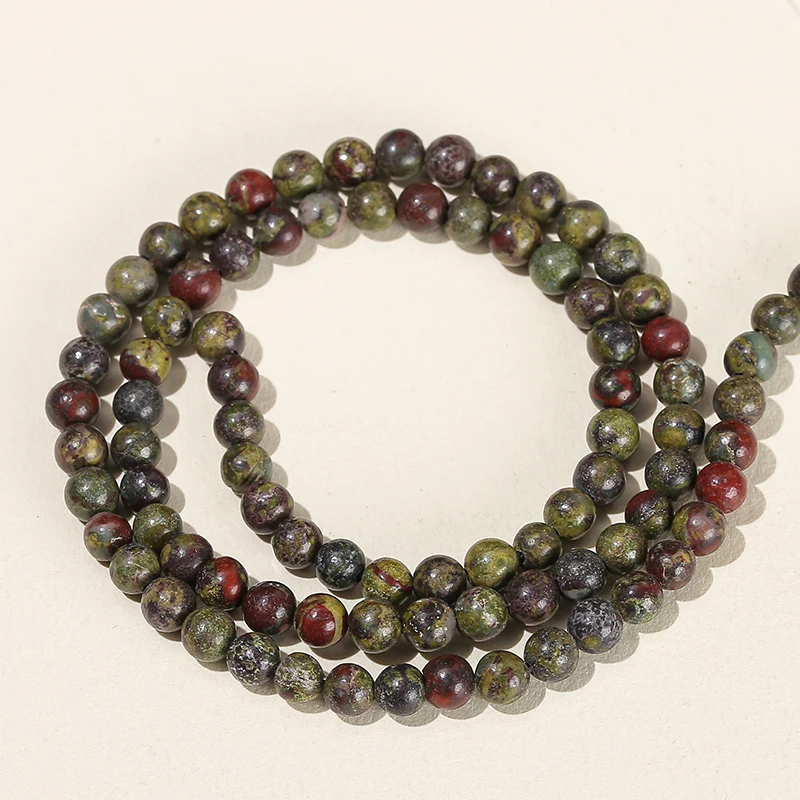 Natural Dragon Bloodstone Bead Charm Round Loose Spacer Bead 4 6 8 10mm Pick Size For Jewelry Making Diy Necklace Bracelet