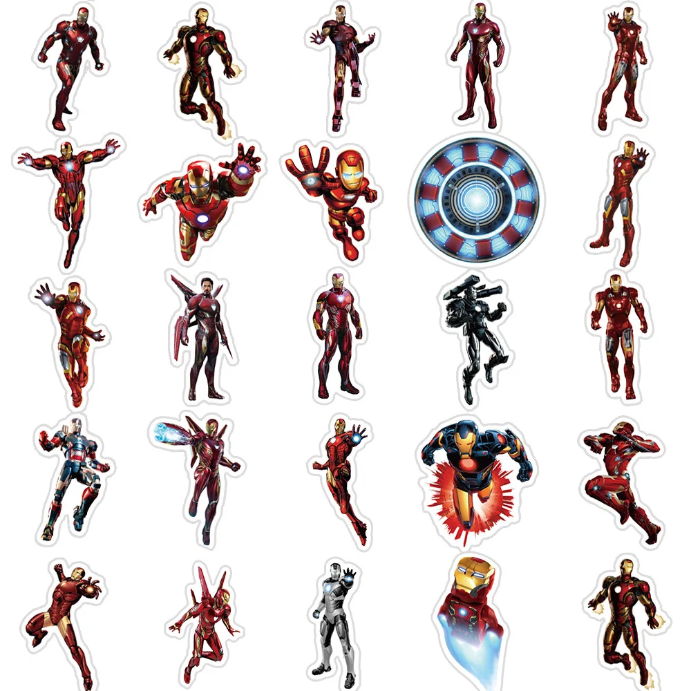 10/30/50PCS Disney Iron Man Marvel Stickers Graffiti Toys DIY Phone Skateboard Helmet Bike Car PVC Waterproof Sticker For Kids