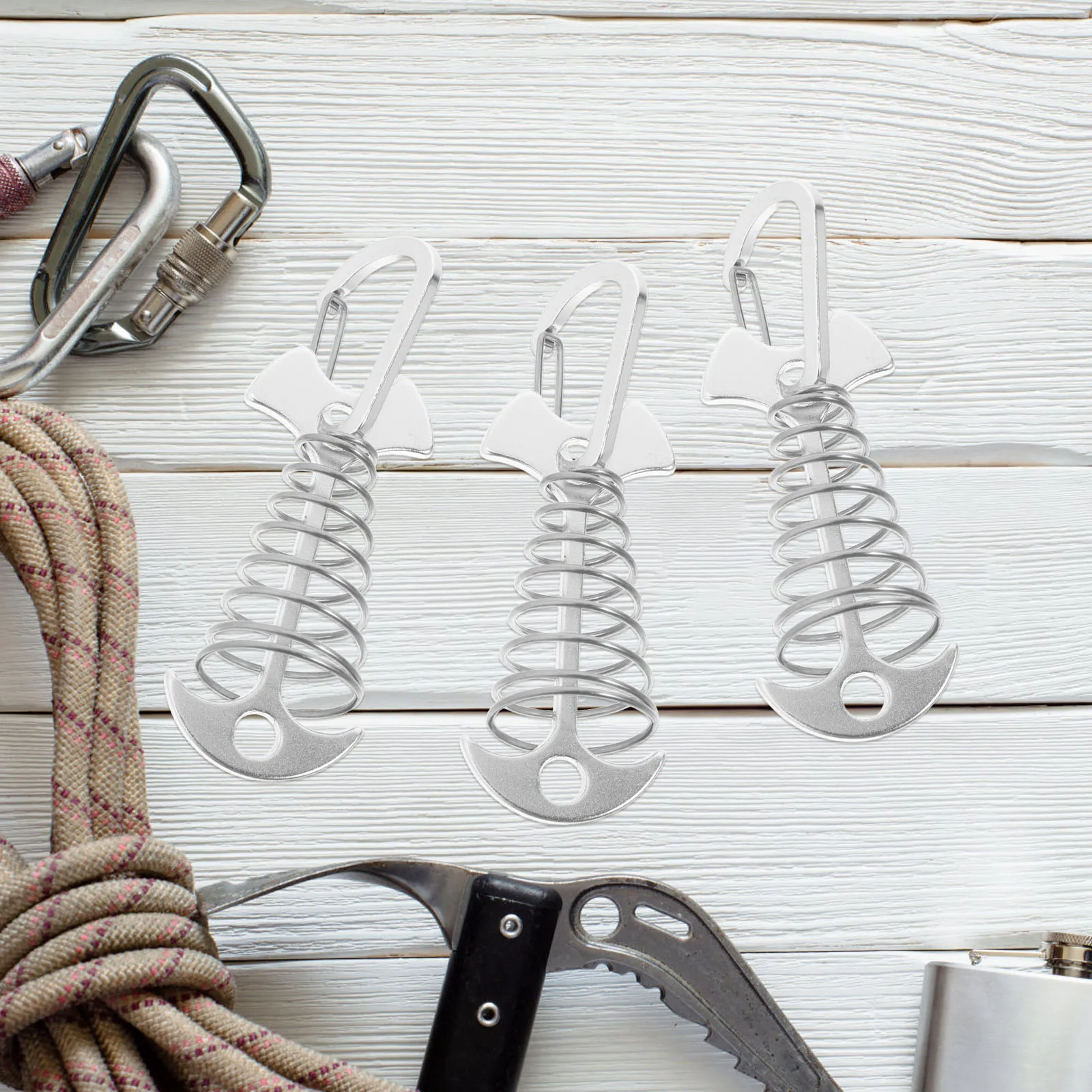 

4pcs Fishbone Nails Spring Tent Buckles Camping Accessories Herringbone Stakes Adjustable Deck Pegs Outdoor Canopy Hooks Quick