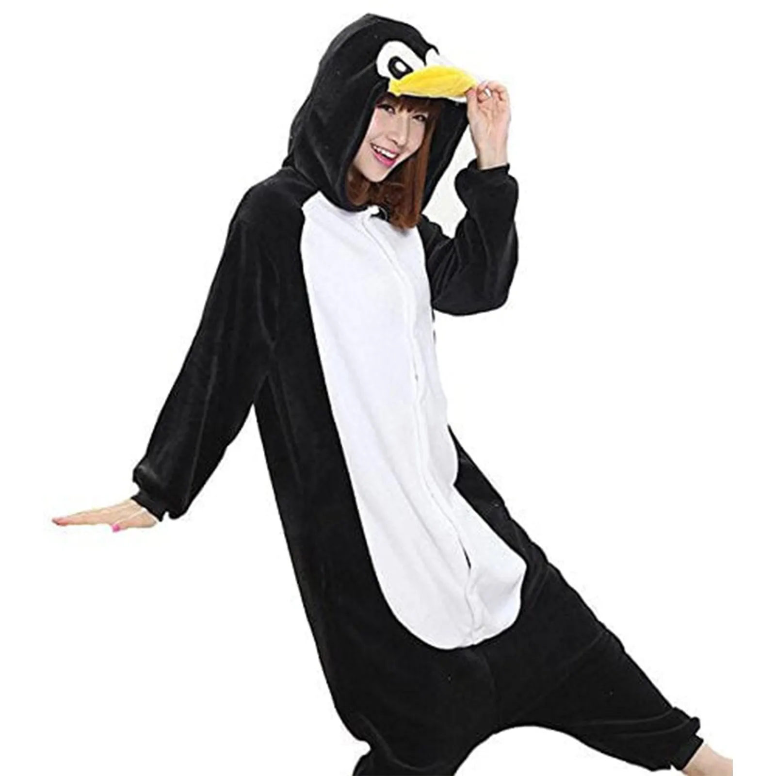 Adult Penguin Pajamas One Piece Kids Christmas Cosplay Costume Flannel Warm Animal Homewear Sleepwear for Women Men