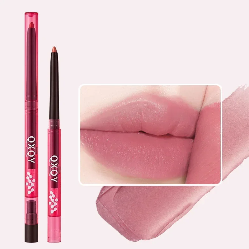 2 cores delineador labial à prova dwaterproof água fosco batom lápis contorno lábios maquiagem nude pêssego rosa lábio forro lápis marrom lipliner cosméticos