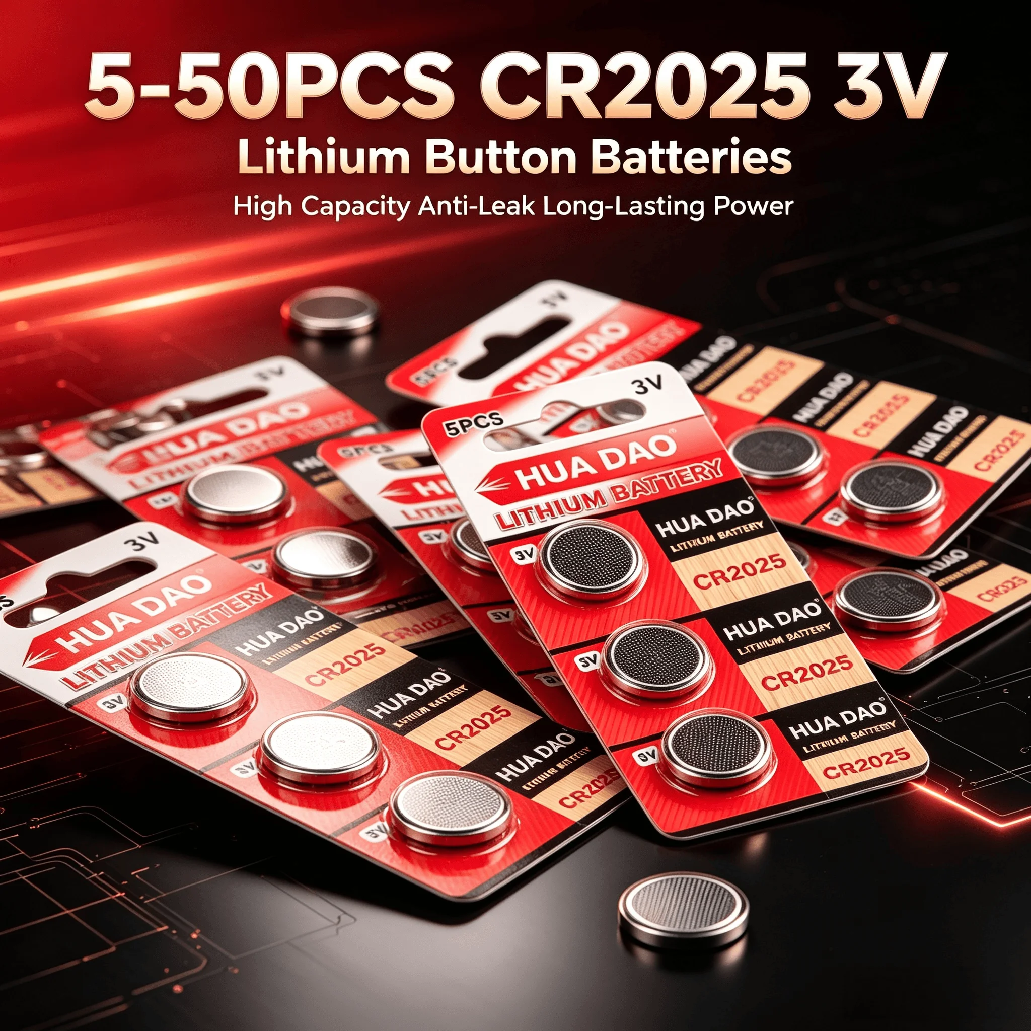 5‑50PCS CR2025 3V High Capacity Long‑Lasting Anti‑Leak Lithium Button Batteries For Car Key Fob Remote Watch Toys Calculator