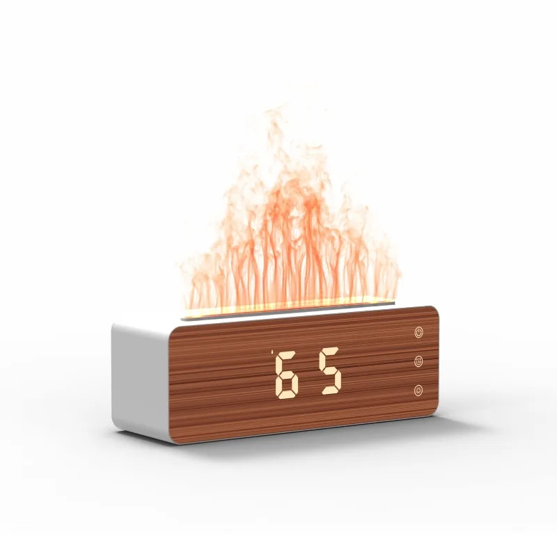 

Flame Aroma Humidifier With Clock Display Desktop Aroma Diffuser Indoor Bedroom Air Freshener Household Daily Use Supplies