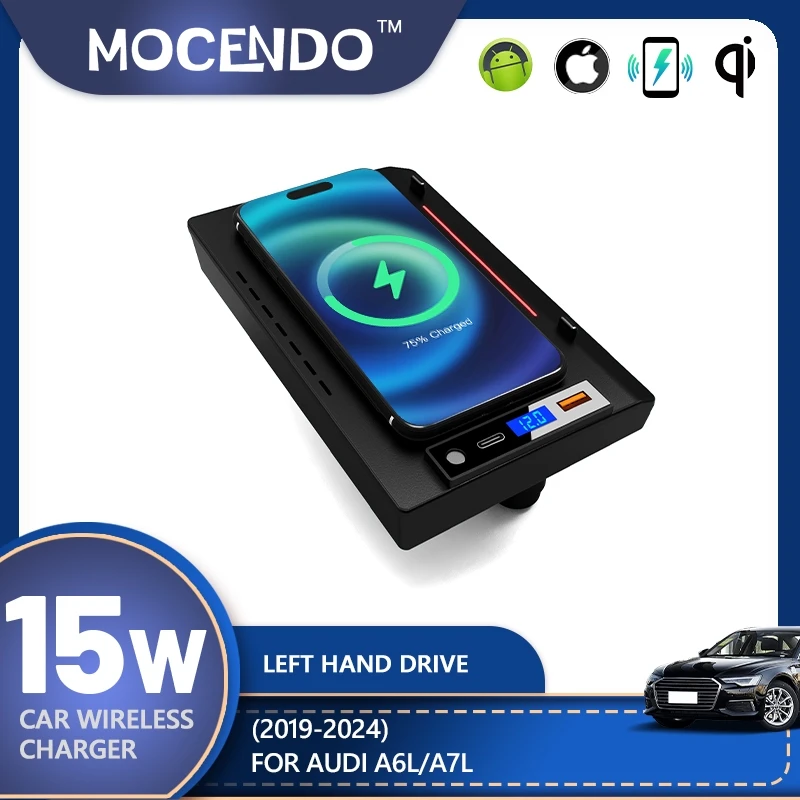 

Автомобильное зарядное устройство для быстрой зарядки для Audi A6L A7L 2019 2020 2021 2022 2023 2024, автомобильное беспроводное зарядное устройство, автомобильные аксессуары