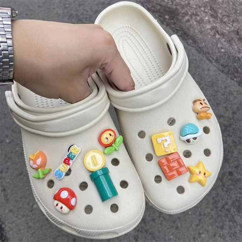 Super Mario Bros Croc Charms Anime Shoe Buckle Cartoon Sandals Charms Decorations Buckle Sandals Pins Cute DIY Accessories Gifts