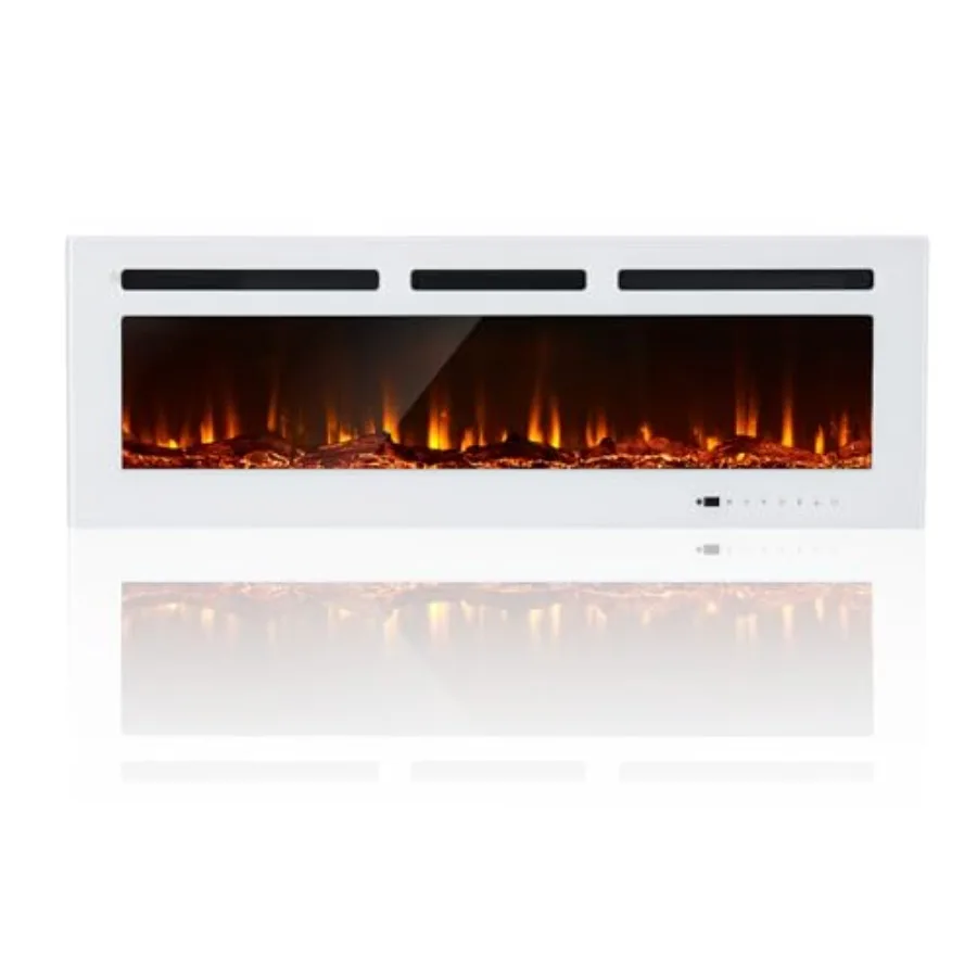 

Встраиваемый настенный электрический камин шириной 50 дюймов с таймером дистанционного управления 12, регулируемый цветной кристаллический камень с пламенем 750/150