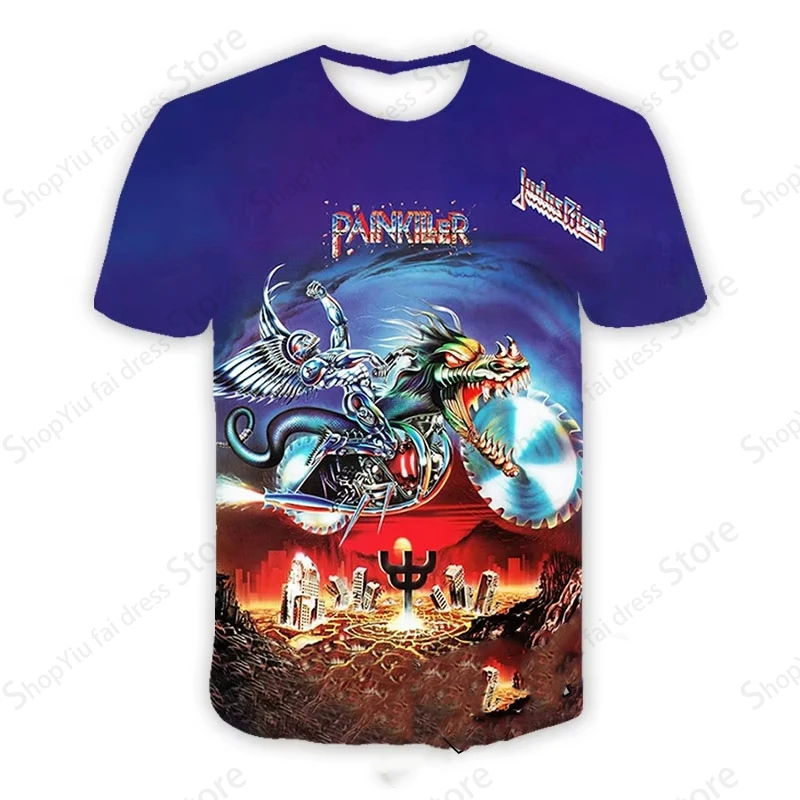 تي شيرت فرقة روك ميتال ثقيلة للرجال والنساء ، طباعة جودا كاهن ثلاثية الأبعاد ، تيشيرتات عصرية ، قمصان أطفال بأكمام قصيرة ، تيشيرتات ، ملابس رجالية