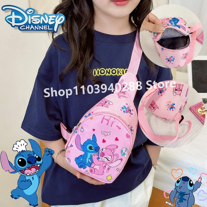 

Нагрудная сумка Disney Stitch, портмоне, школьные сумки, мультяшный рюкзак через плечо, портативная аниме Лило и Ститч, детские подарки