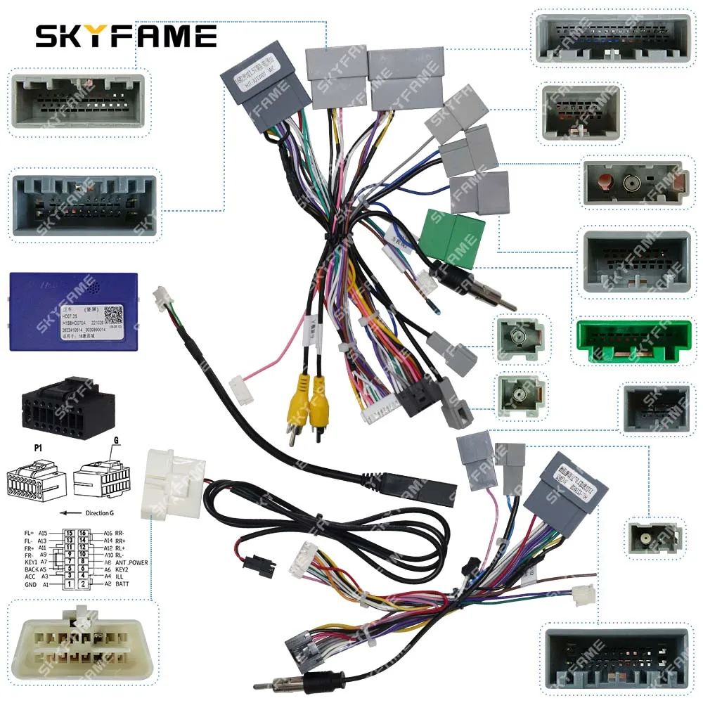 SKYFAME سيارة 16pin الأسلاك تسخير محول Canbus صندوق فك أندرويد راديو كابل الطاقة لهوندا سيفيك 1.0T-1.5T