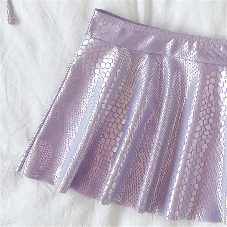 Traje de baño morado claro con faldas, conjunto de Bikini de 3 piezas con cuello Halter y cordón, traje de baño Sexy para mujer, Bikinis, ropa de playa