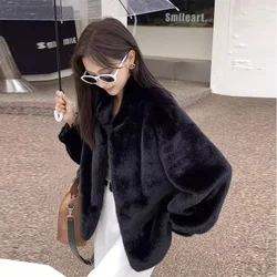 2024 Wintertime New Mink Fur in One Piece Stand Collar Female Fur Coat Young Style Xiaoxiang Coat Women Winter Jacket Faux Fur