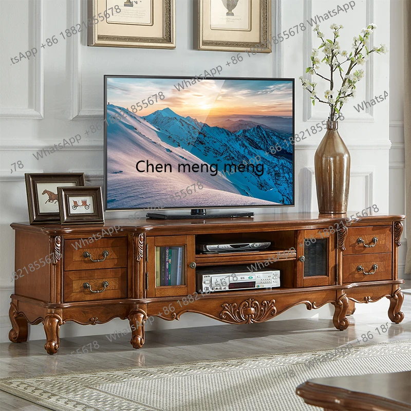 

American all-solid wood TV living room rural retro storage hall cabinet long cabinet H