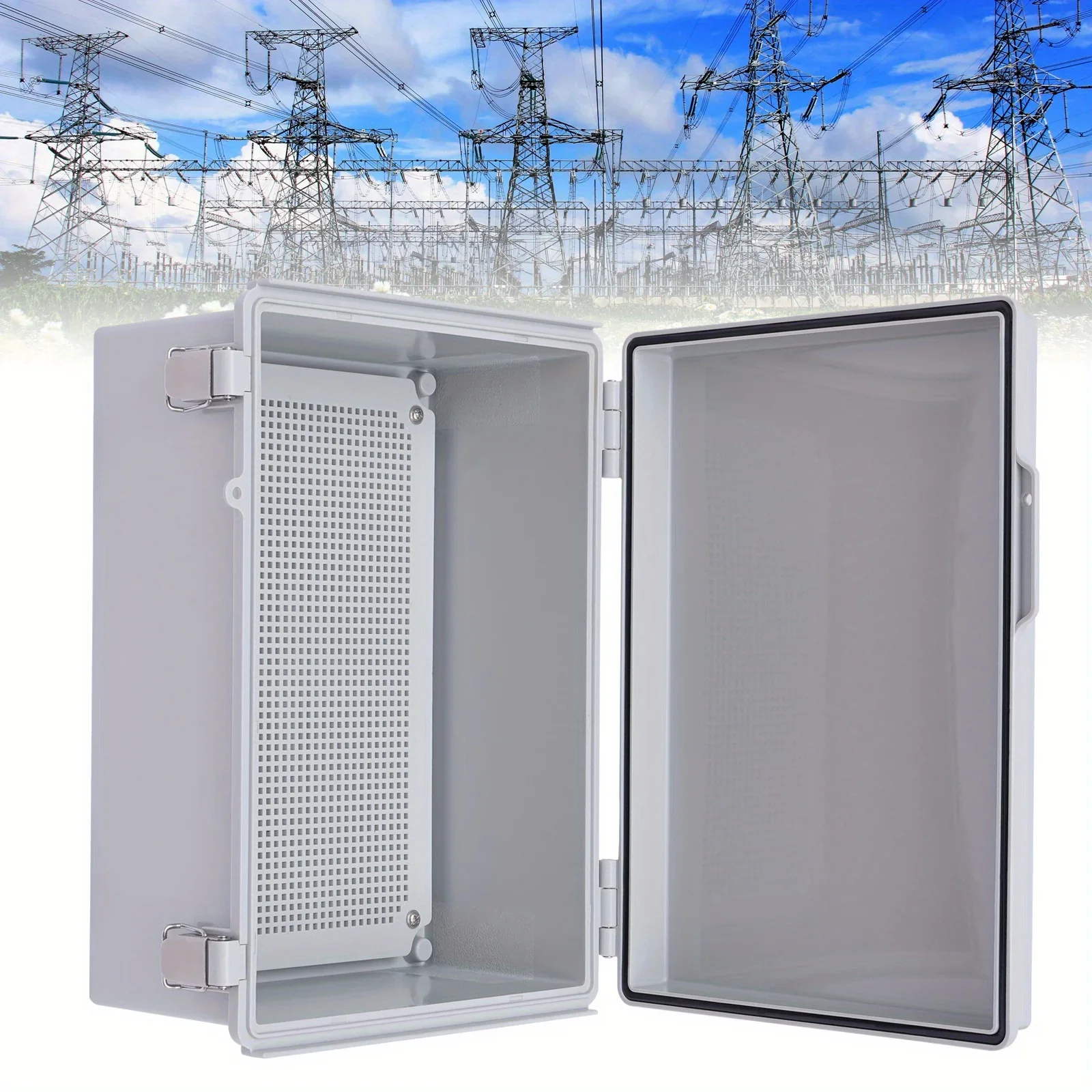 Caixa de distribuição de 13,8x9,8x5,9 polegadas - tampa cinza, caixa de junção