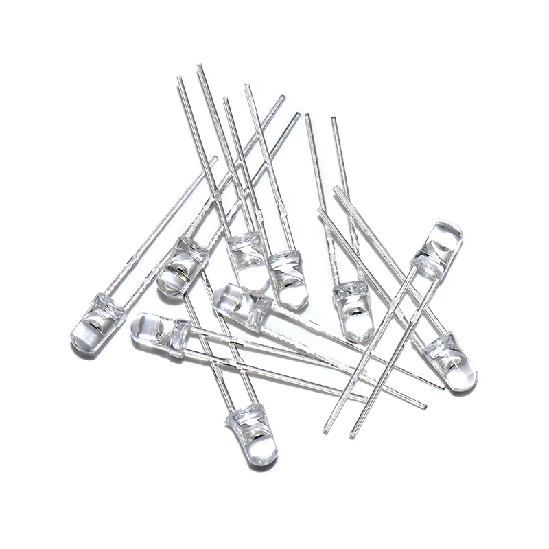 100 pièces de diodes LED de 3 mm ultra brillantes, blanc chaud, rouge, vert, bleu, violet, jaune, orange, rose, 2V 3V, assortiment multicolore