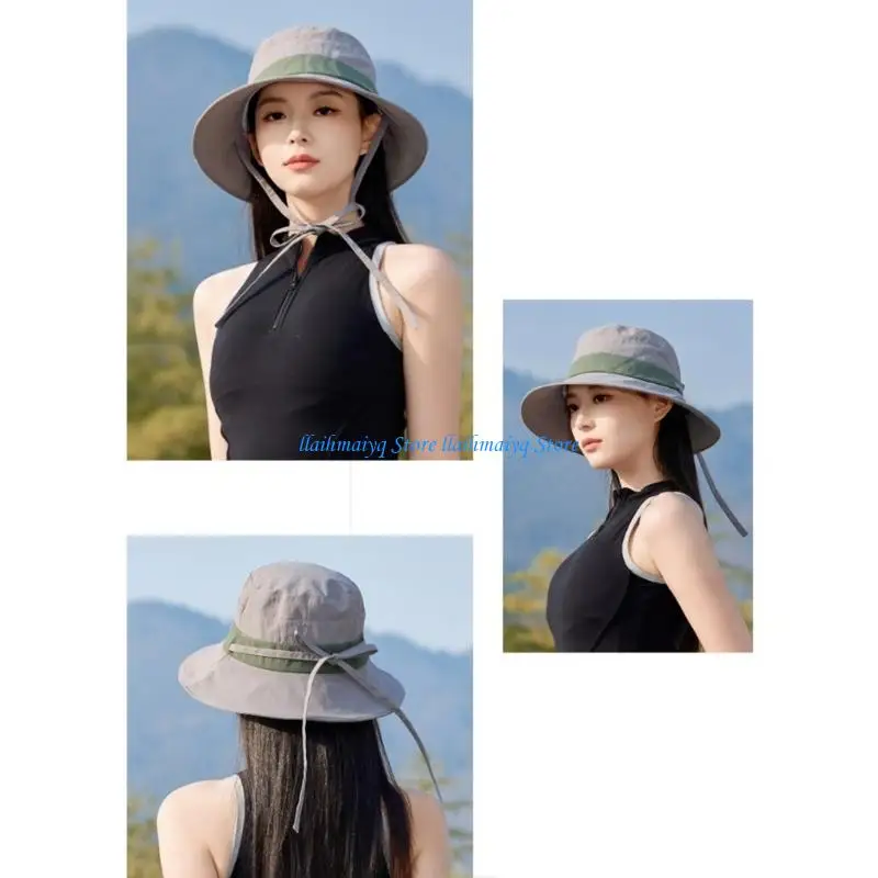 

573B Breathable Sun Hat With Comfortable Drawstring Design Large Brims Fisherman Hat For Beach Trip And City Walks Essential