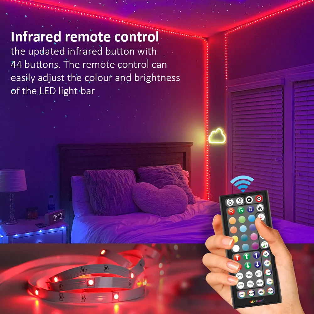 Led Lights for Bedroom , Color Changing RGB Led Strip Lights with 44 Keys Remote and App Control, Music Sync Led Light image 6
