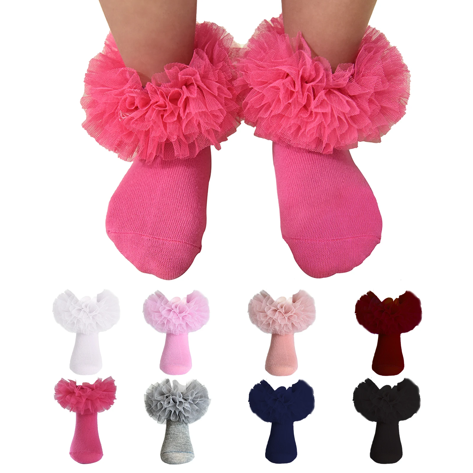 Calcetines esponjosos con volantes para niñas, calcetines de vestir de princesa, recién nacidos, bebés, niños pequeños, niñas