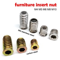 10pcs M4 M5 M6 M8 M10 Hexagon Hex Socket Head Sofa Wood Bed Furniture Embedded Insert Nut E-Nut 304 Stainless Steel Carbon Steel