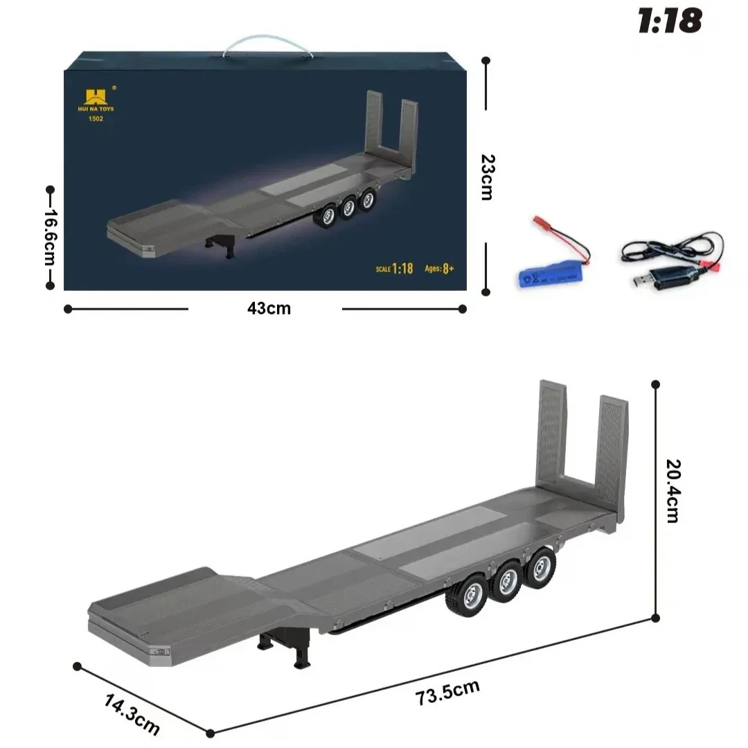 HUINA 1501 770S 1/18 RC Tractor 2.4G Radio 19 Kanaals RC Techniek Trailer Truck met Verlichting en Geluidssysteem RC Auto Model Speelgoed
