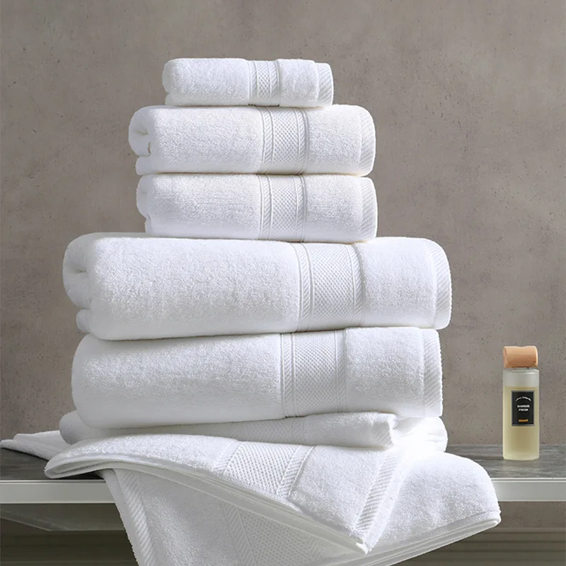 3 Pcs/set Cotton White Shower Towels Bath Towel for Adults High Absorbent Home Hotel Pure Thick Towels Bathroom Bath Towel