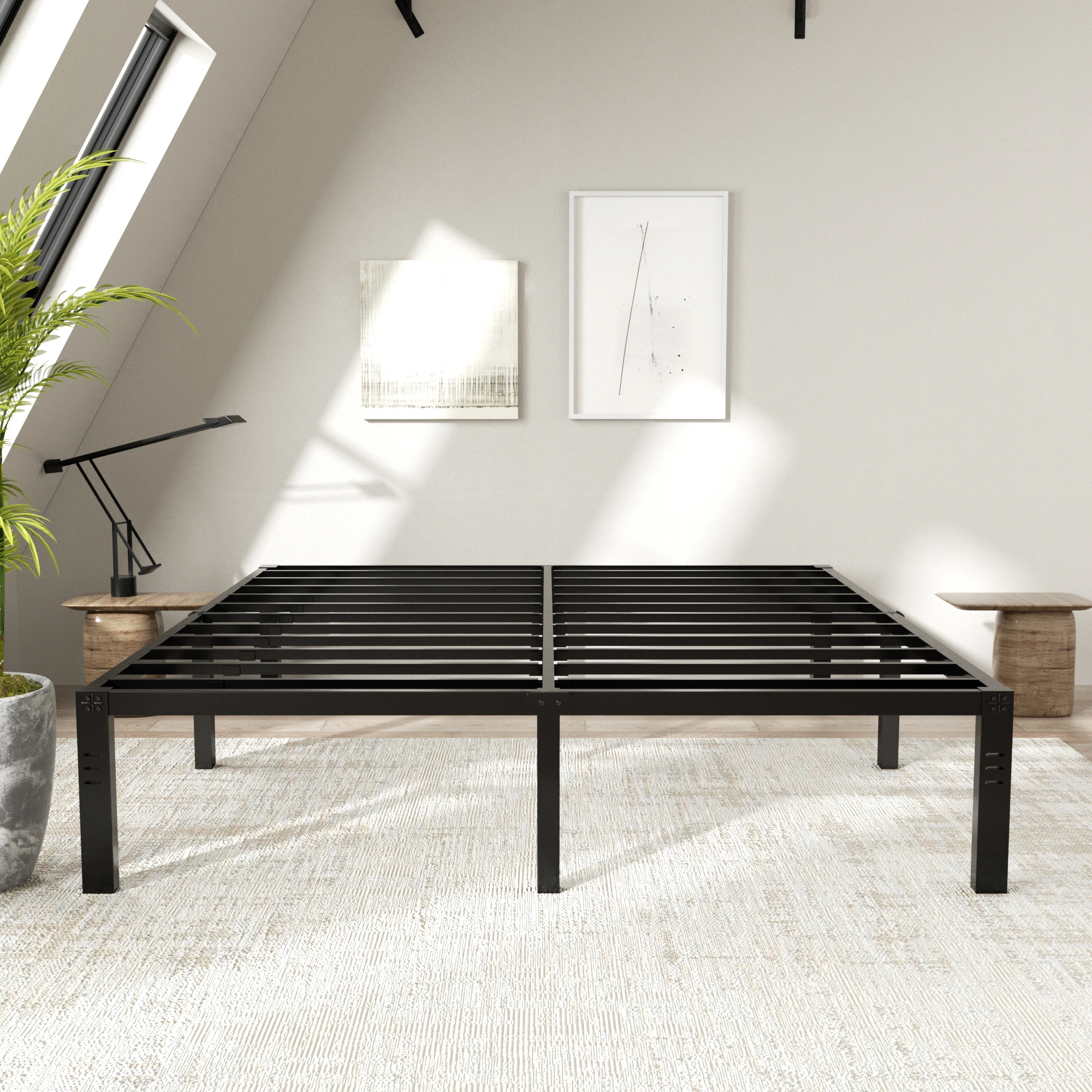 

!@Metal Bed Frame Iron Bunk Bed with Ladder Guardrails Space Saving Convertible Minimalist Design for Home Bedroom School Use