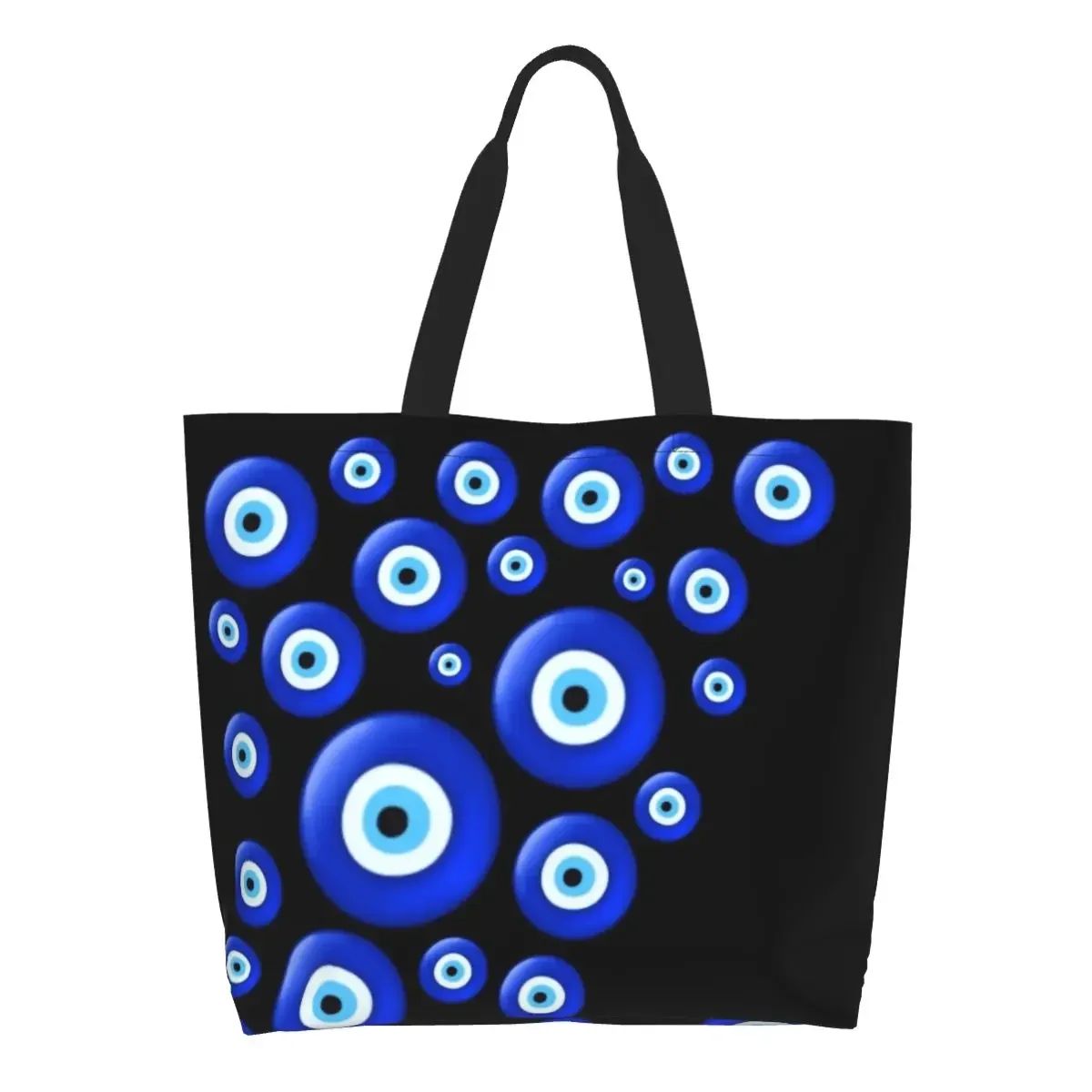 Custom Eye Shopping Canvas Bags Women Recycling Big Capacity Groceries Hamsa Hand Of Fatima Tote Shopper Bags