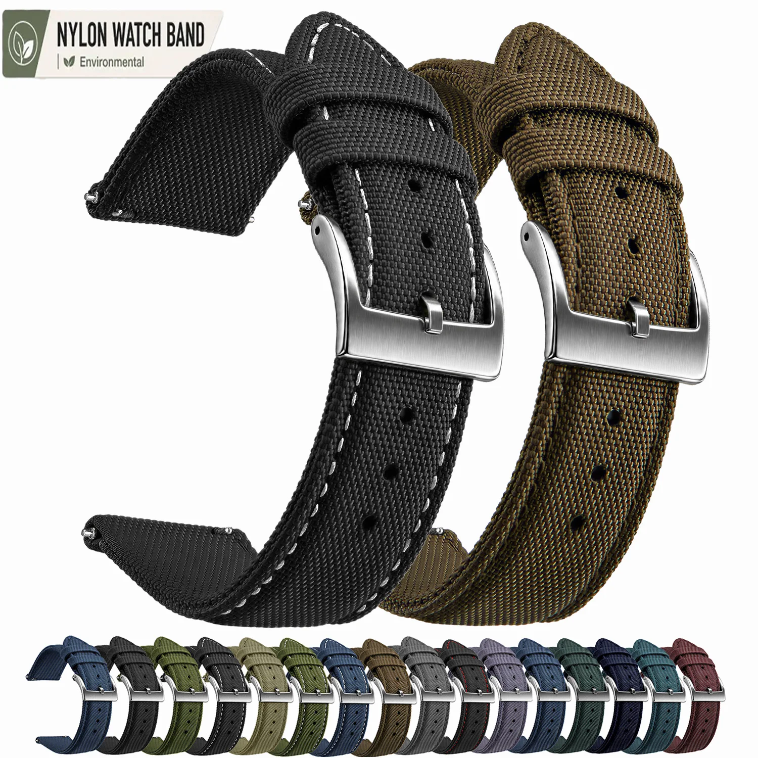 Suede Strap Watch - أحزمة ساعات نايلون فاخرة، 18 مم