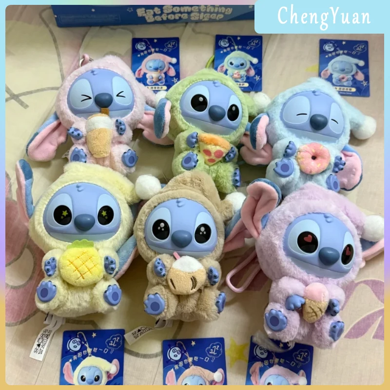 

New Genuine Stitch Eat Something Before Sleep Series Plush Blind Box Vinyl Toy Kawaii Doll Surprise Box Pendant Girl Gift