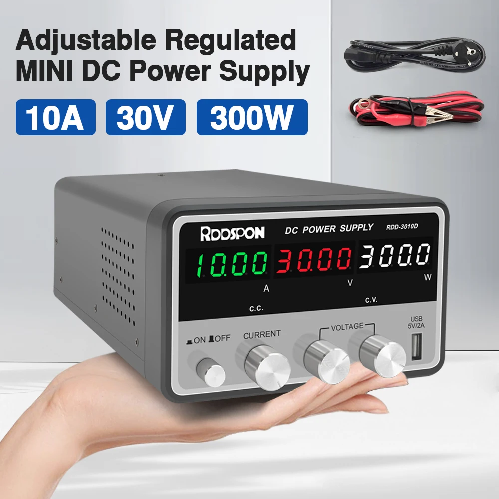 

RDD-3010D Adjustable DC Power Supply for Laboratory Maintenance DC 30V10A USB5V Voltage Current Regulator switching power supply