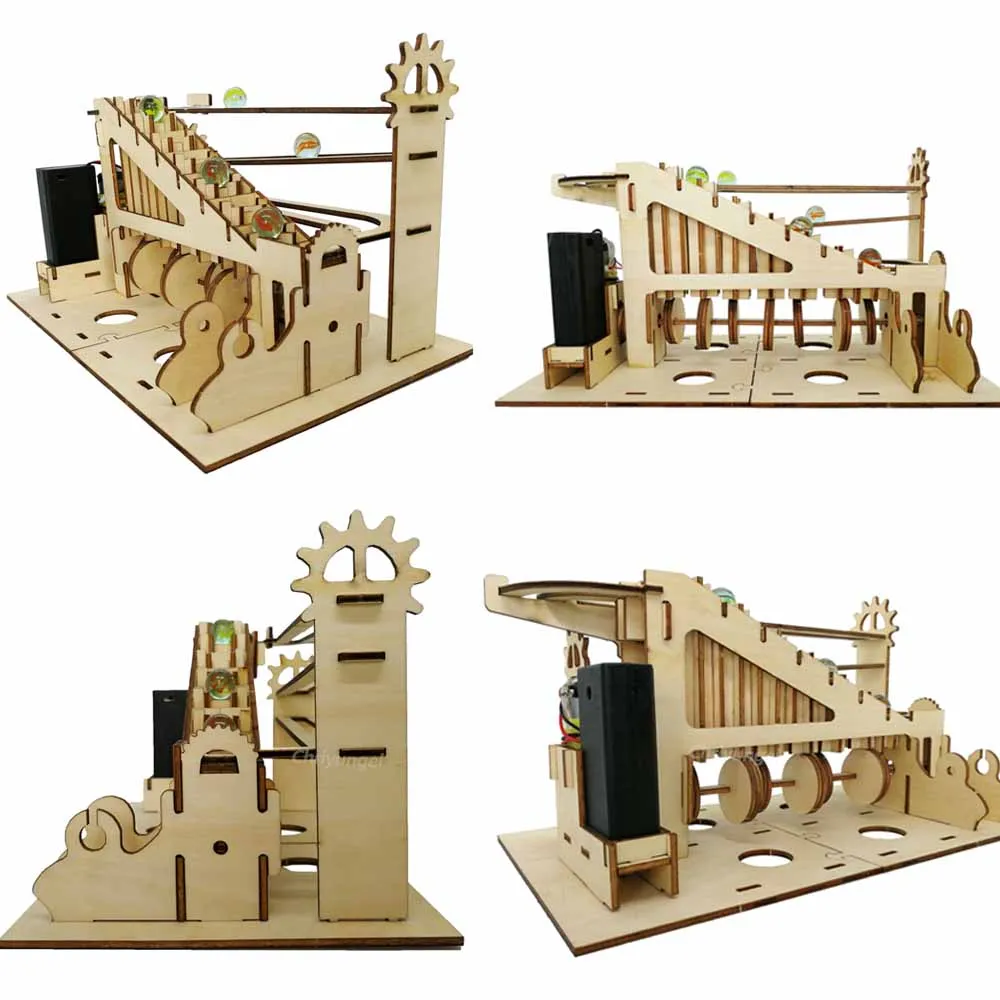 Marble Run Puzzle 3D in legno Kit modello IY Puzzle Giocattoli educativi Esperimenti scientifici a vapore Esegue regalo per bambini Adulti Adolescenti