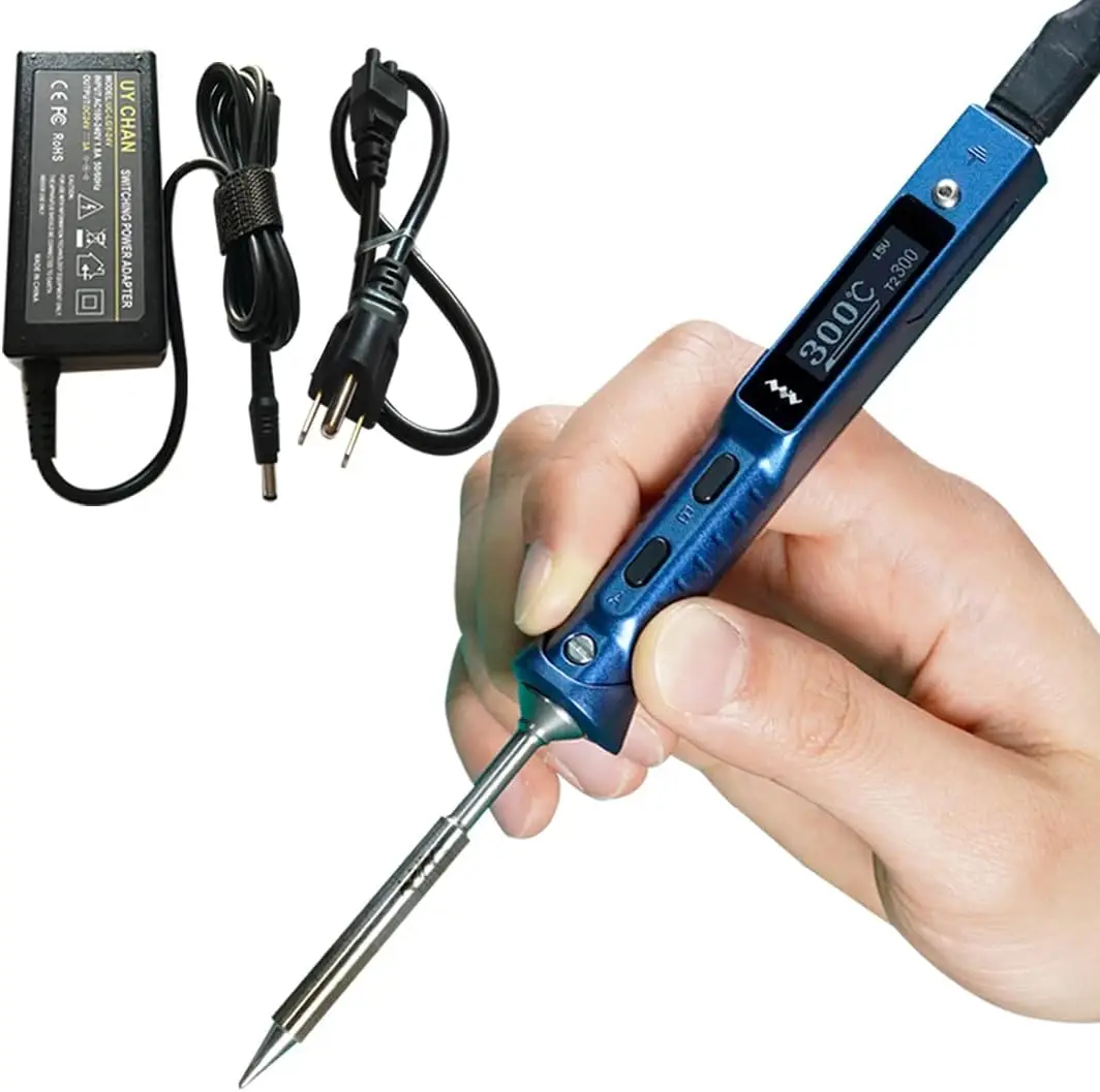 

Upgraded Portable Soldering Iron Station Kit with Digital Programmable DC 65W PD 45W USB Type C Cable and B2 Solder Tip