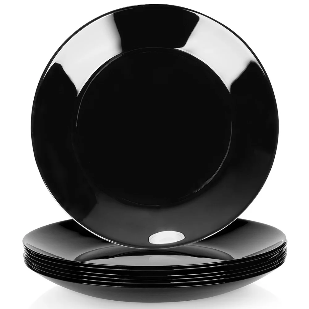 Assiettes à dessert en verre noir 18 cm 6 pcs