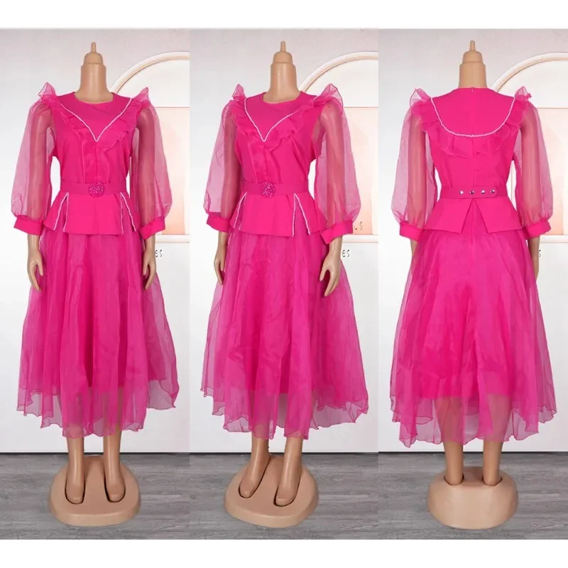 أنيقة الأفريقية Dashiki أنقرة الزي للنساء حجم كبير فستان طويل مسلم حفل زفاف ثوب الملابس الأفريقية 2025