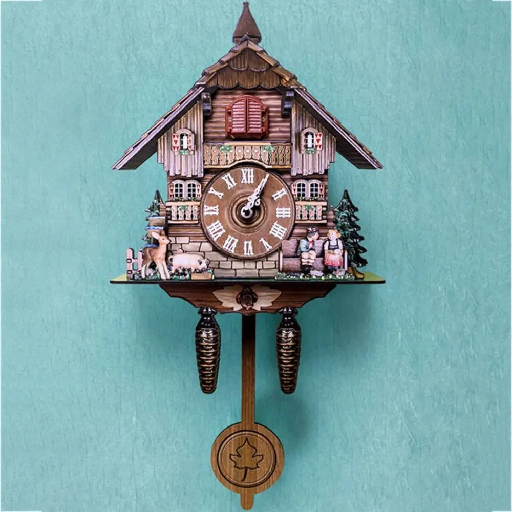 

Forest Tower Wood Pendulum Vintage Clocks Vintage Silent Wood Wall Clock Wooden 3D Chiming 3D Chiming Clock Housewarming Gift