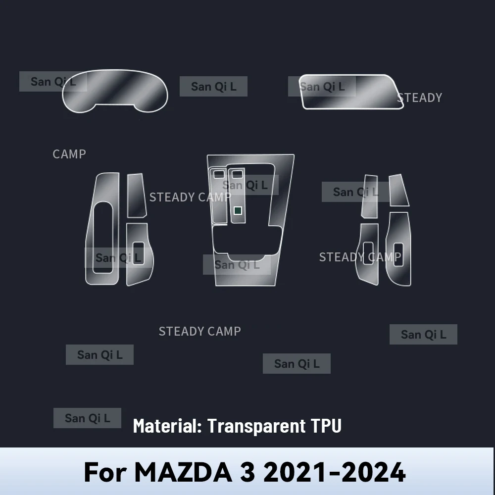 Transparent TPU For MAZDA 3 2021-2024 Car Center Console Media Dashboard Navigation Anti-scratch Protector Interior Film