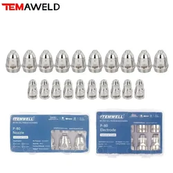 20Pc P80 Plasma Electrode Nozzle 1.1/1.3/1.5/1.7mm Cutting Torch 60A 80A 100A P80 CNC lectrode Plasma Cutter Accessories