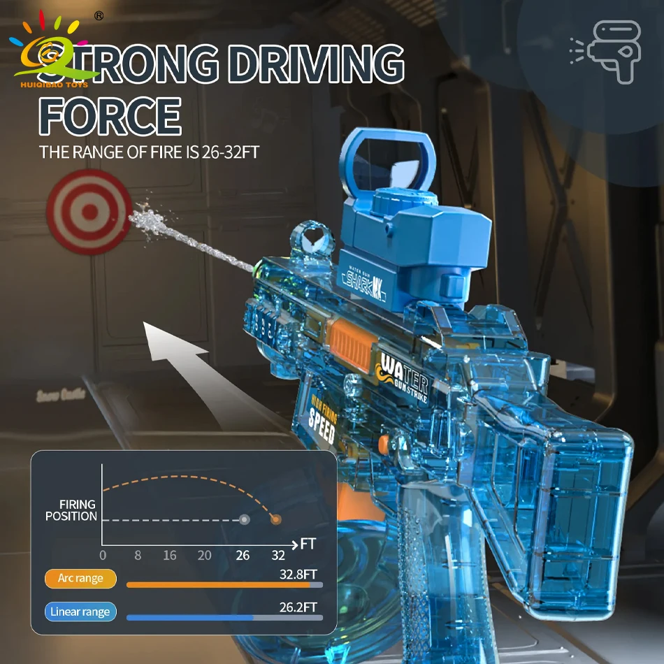 HUIQIBAO UMP45 전기 물총 슈팅 게임 게임 여름 야외 해변 수영장 싸움 어린이를위한 판타지 장난감 소년 선물
