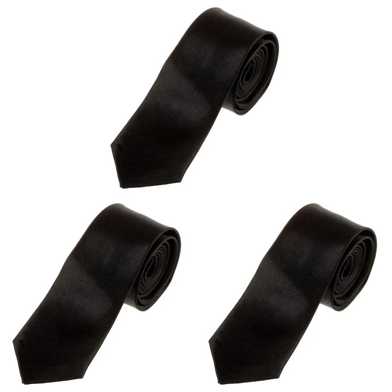Hot kf-3X Unisex Casual Necktie Skinny Slim Narrow Neck Tie - Black