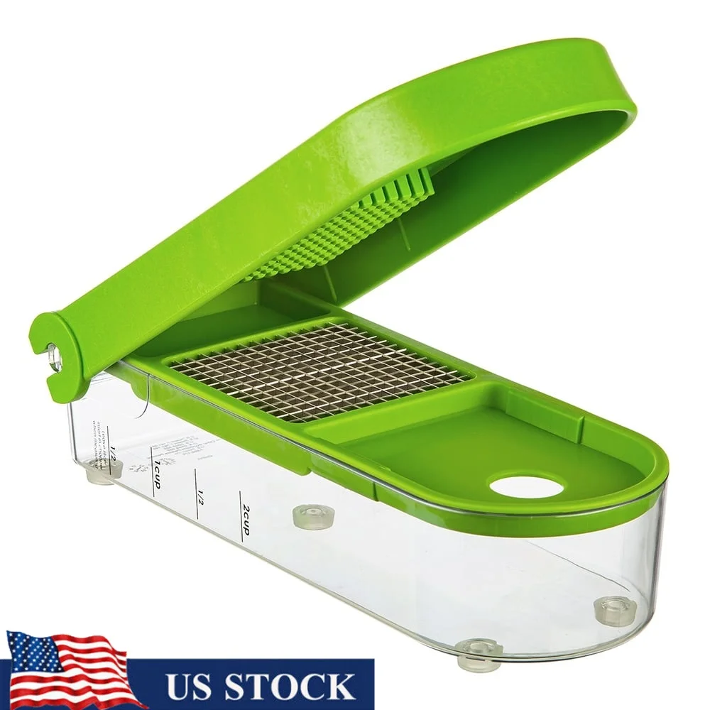 Измельчитель лука с нескользящим основанием. Инструмент для приготовления пищи можно мыть в посудомоечной машине. В комплект входит инструмент для чистки. Вместимость 2 чашки. Идеальные овощи.