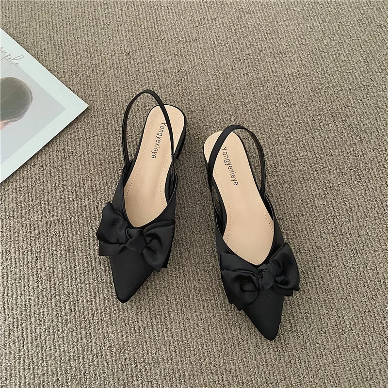 2024 Summer Women\'s Sandals Fashion Low Heels Sandals Women Shoes Elegant Pointed Straps Fashion Party Pumps Sandalias De Mujer